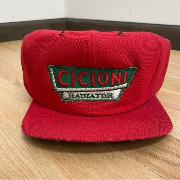 Vintage Cicioni Radiator Patch Hat Trucker Red - Picture 2 of 8